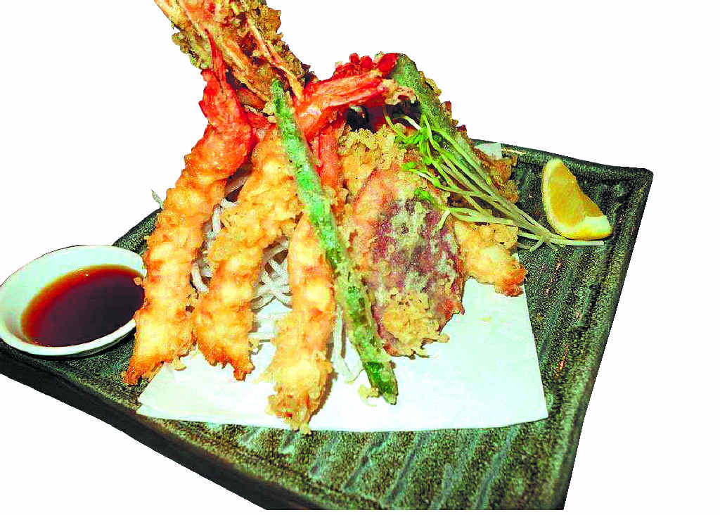 DELICIOUS: What a stack of tempura prawns and vegetables. DELICIOUS: What a stack of tempura prawns and vegetables.